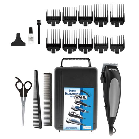 Wahl HomeCut Travel Size Male Hair Cutting Kit, Black, 18 Piece Set with Guide Combs, Left ...