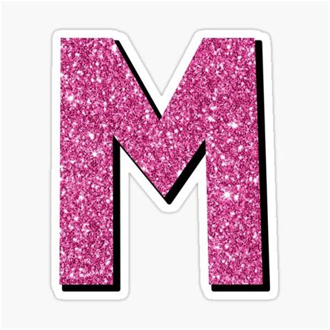 "Funky Pink Glitter Letter Initial M" Sticker for Sale by jeanlouise