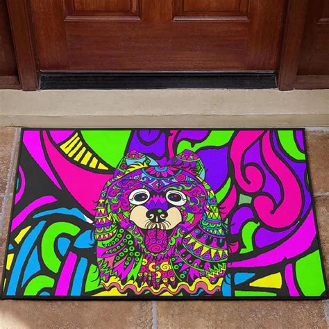 Order Samoyed Dog Colorful And Tree Background Magic Doormat from Brightroomy now!