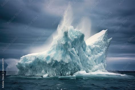 iceberg calving creating a splash in the ocean Stock Photo | Adobe Stock