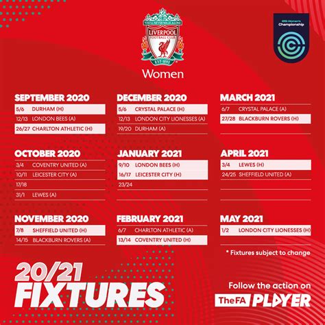 Liverpool FC - Liverpool FC Women 2020/21 fixtures 💪🔴