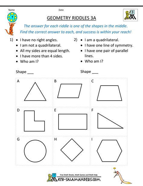 Geometry Worksheets - Riddles