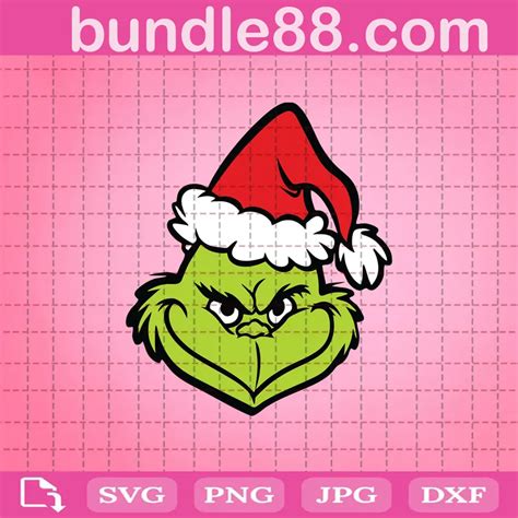 Grinch Face Santa Hat Svg SVG PNG DXF EPS Cricut Files November 2024