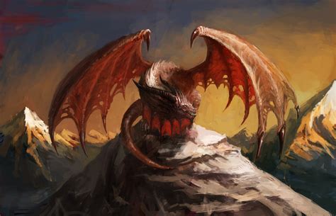 Red dragon painting, fantasy art, digital art, dragon HD wallpaper | Wallpaper Flare