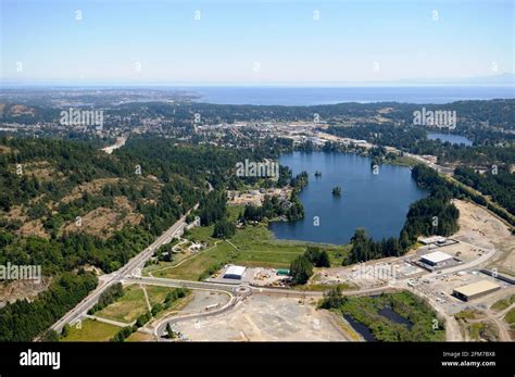 Aerial photograph of Langford and Langford Lake, Vancouver Island ...