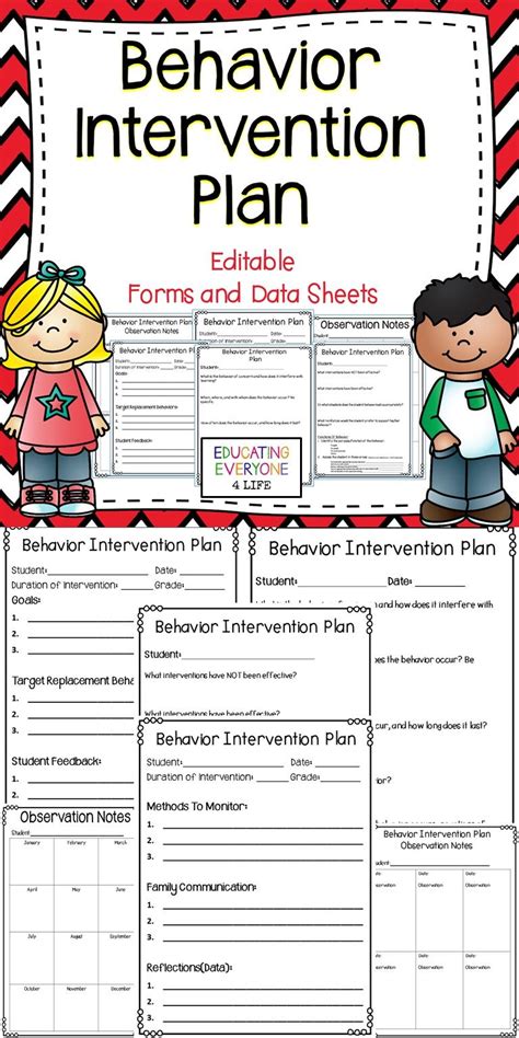 Create a behavior intervention plan with these easy to use forms and data sheets. #tpt ...