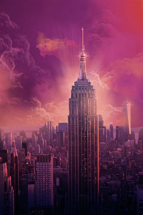 Empire State Building Sunset Digital Art by Bekim M - Pixels