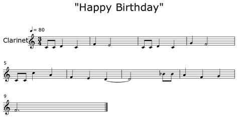 "Happy Birthday" - Sheet music for Clarinet