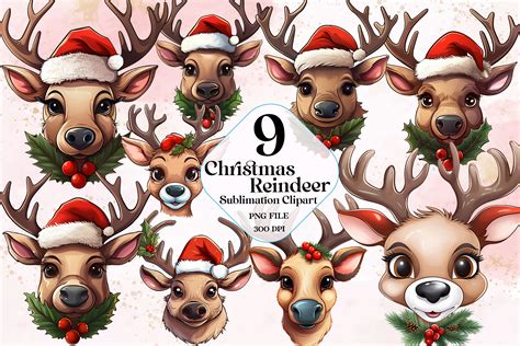 Christmas Reindeer Sublimation Clipart Graphic by Ak Artwork · Creative ...