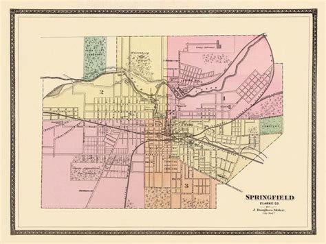 Vintage map of Springfield (Ohio) - Print | Vintage, Vintage maps and Ohio