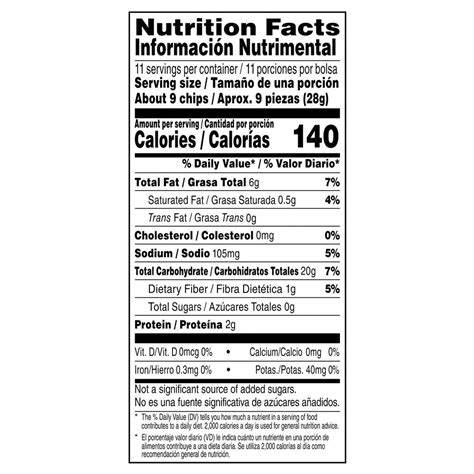 Santitas Tortilla Chips White Corn 11 Oz-Nutrition-Facts