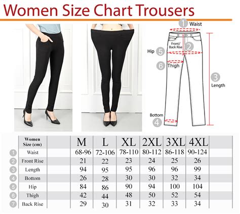 Ladies Pant Sizes Chart - Size-Chart.net