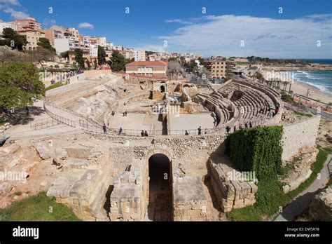 Ruins of the roman amphitheatre of Tarragona, Spain Stock Photo ...