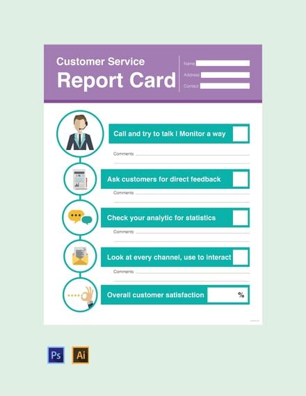 Free Customer Service Report Card Template - Illustrator, PSD ...