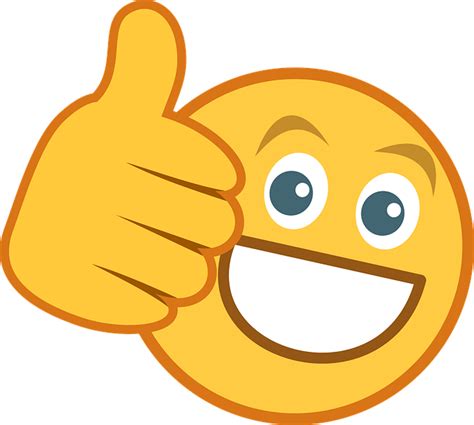 竖起大拇指 表情符号 笑脸 - 免费矢量图形Pixabay