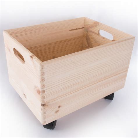 Large Wooden Stackable Storage Crate With Handles And Wheels / Toy ...