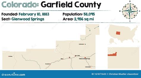 Map of Garfield County in Colorado Stock Vector - Illustration of federal, cartography: 161871643