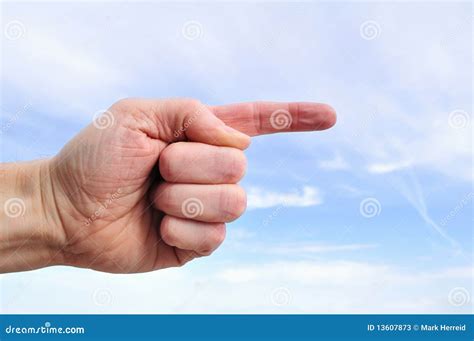 Hand Pointing to the Right stock image. Image of clouds - 13607873