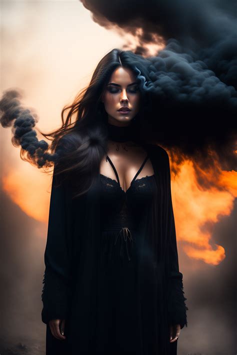 Lexica - Beautiful woman evaporating into black smoke, dark background ...