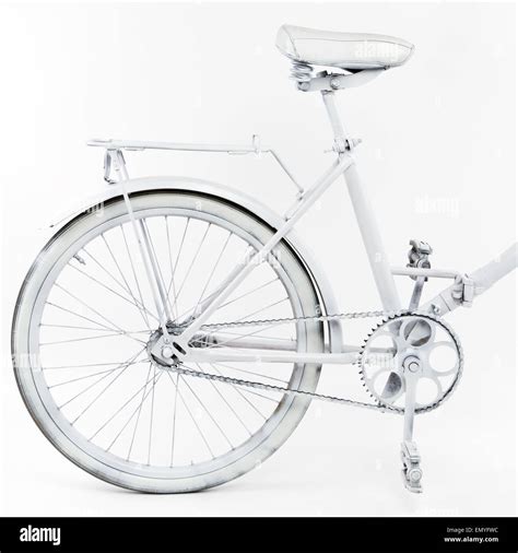 White vintage bike over white background Stock Photo - Alamy