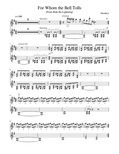 Metallica - For Whom the Bell Tolls Sheet music for Guitar (Mixed Duet ...