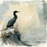 Cormorant Watercolor Art Free Stock Photo - Public Domain Pictures