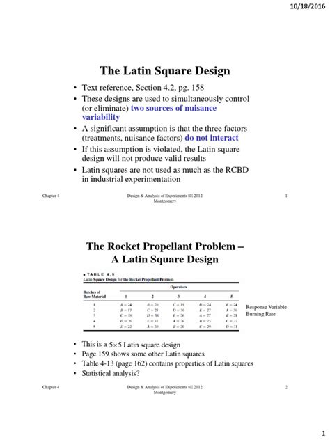 The Latin Square Design | Experiment | Errors And Residuals