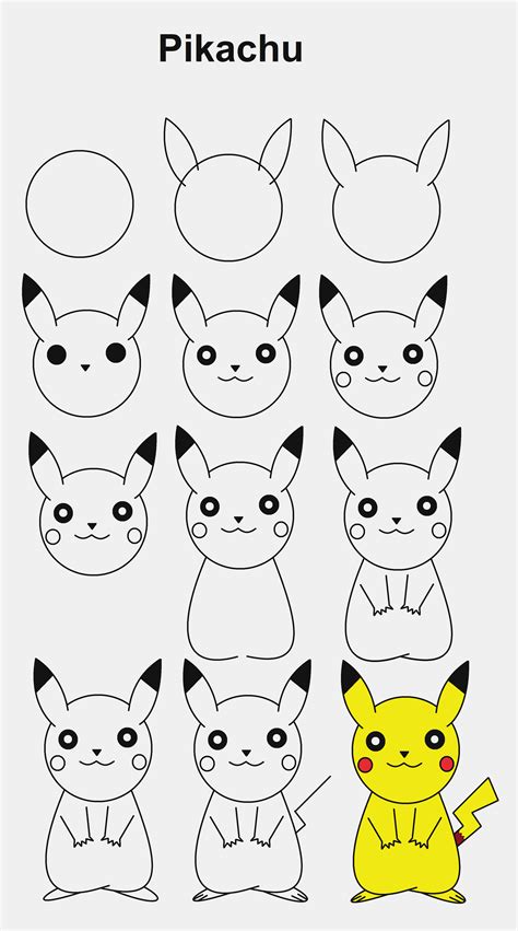 Pikachu step-by-step tutorial pikachu StepbyStep tutorial | Easy drawings for beginners, Cute ...