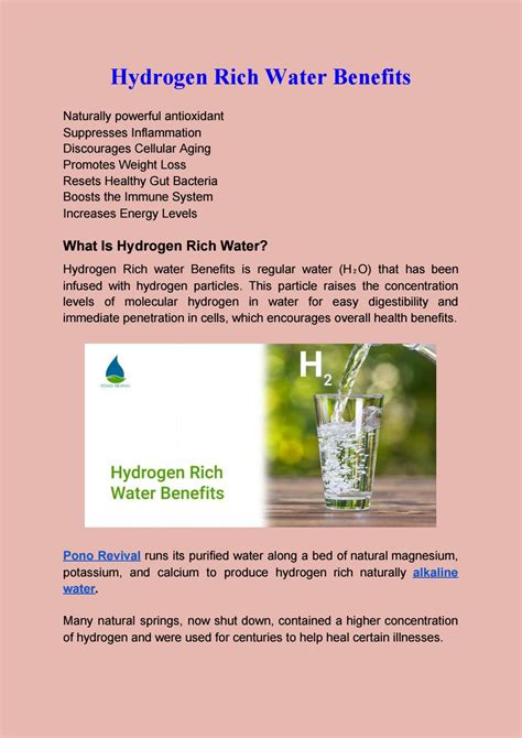 Hydrogen Rich Water Benefits by Alkaline Water - Issuu