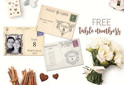 Free Printable Table Numbers on Vintage Postcards