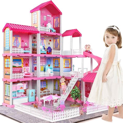 TEMI Dollhouse Play House Toys - 4-Story 11 Doll Rooms with Toy 制服 www ...