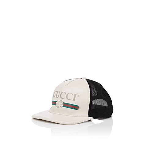 Gucci Logo Leather & Mesh Trucker Hat in White for Men - Save 49% - Lyst