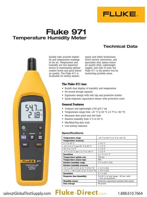 Fluke 971-Datasheet | PDF | Humidity | Metrology