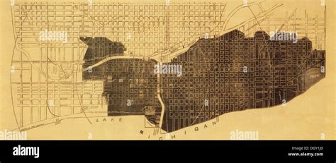 1871 Chicago fire destruction map Stock Photo - Alamy