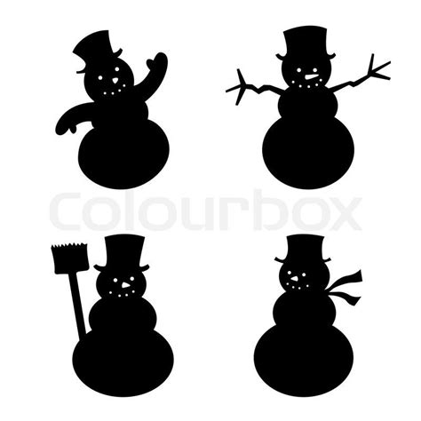 four snowman silhouettes with hats and brooms stock photo, images and ...