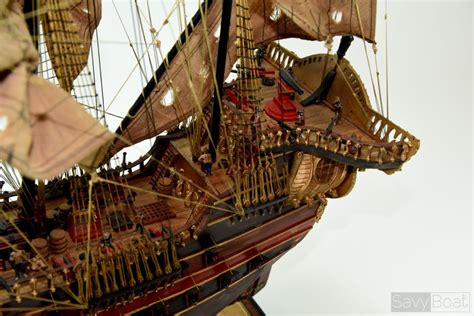 Jolly Roger Pirate Ship Handcrafted Wooden Model Ship High Quality