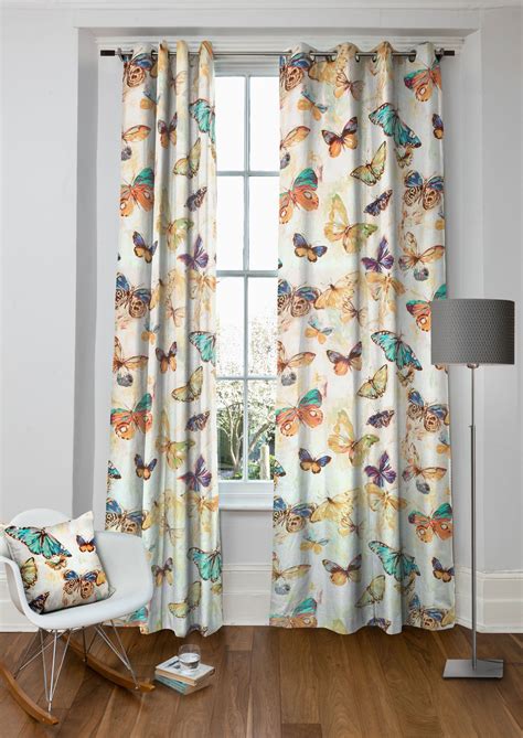 Summertime Sicilia - Eclectic curtain fabric with a large butterfly motive. Made from 59% lin ...