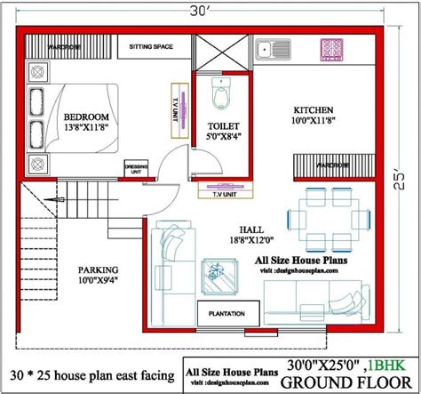 30x25 House Plan 30 25 House Plan East Facing 750 Sq Ft House Plan ...