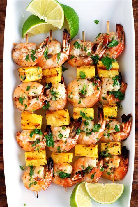 Grilled Shrimp & Pineapple Skewers with Garlic Cilantro Butter - Kit's Kitchen