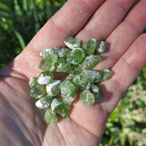 Bag of Peridot Crystals - optimism and joy - The Rock Crystal Shop