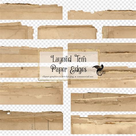 Layered Torn Paper Edges Clip Art Digital Vintage Ripped Png - Etsy