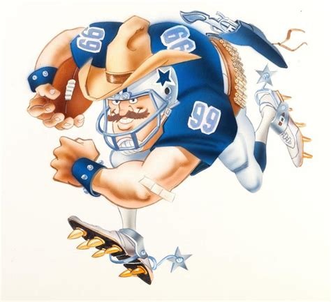 Jack Davis - Dallas Cowboys Football Illustration, Mixed Media For Sale ...