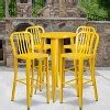 Flash Furniture Commercial Grade 24" Round Yellow Metal Indoor-outdoor Bar Table Set With 4 ...