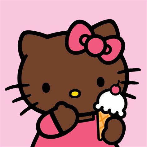 a hello kitty eating an ice cream cone