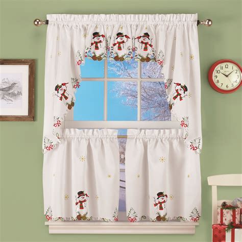 Snowman Cardinal Window Curtain Collection | Collections Etc.