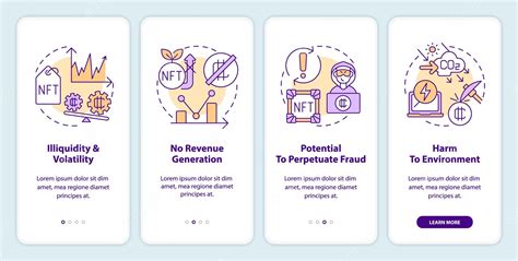 Premium Vector | Nft disadvantages onboarding mobile app screen