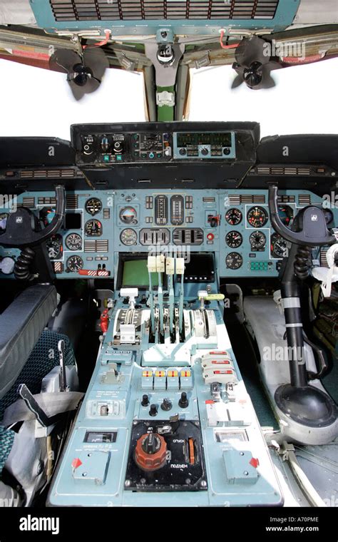 Munich, GER, August 30th 2005 - View in the cockpit of an Antonov 124 on Airport Munich. The AN ...