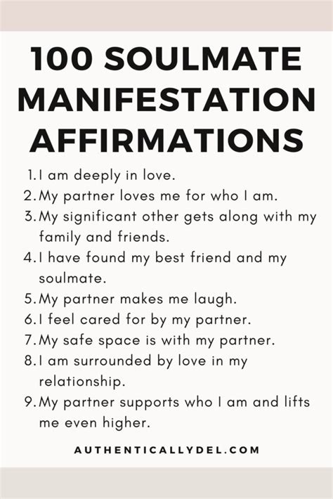 100 Soulmate Affirmations to Attract Love - Authentically Del