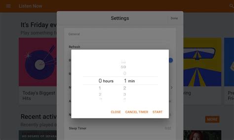 Sleep Timer in Google Play Music for iOS