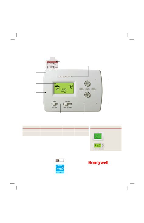 Honeywell Honeywell Thermostat PRO 4000 User's Manual | Page 2 - Free ...